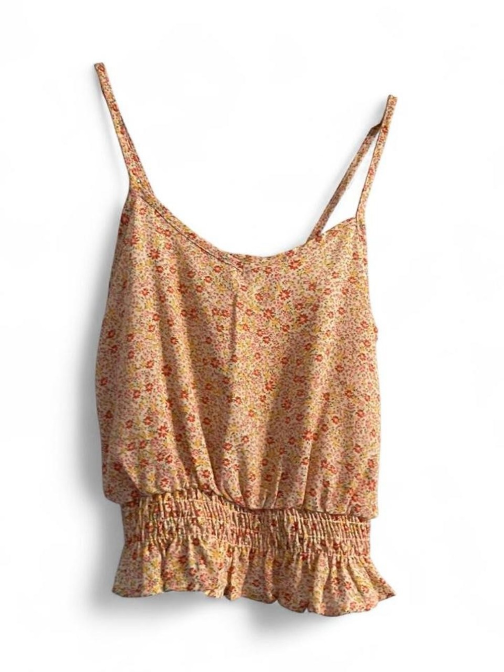 Como Vintage XS Floral Babydoll Strappy Tank Top Cottagecore Smocked Festival